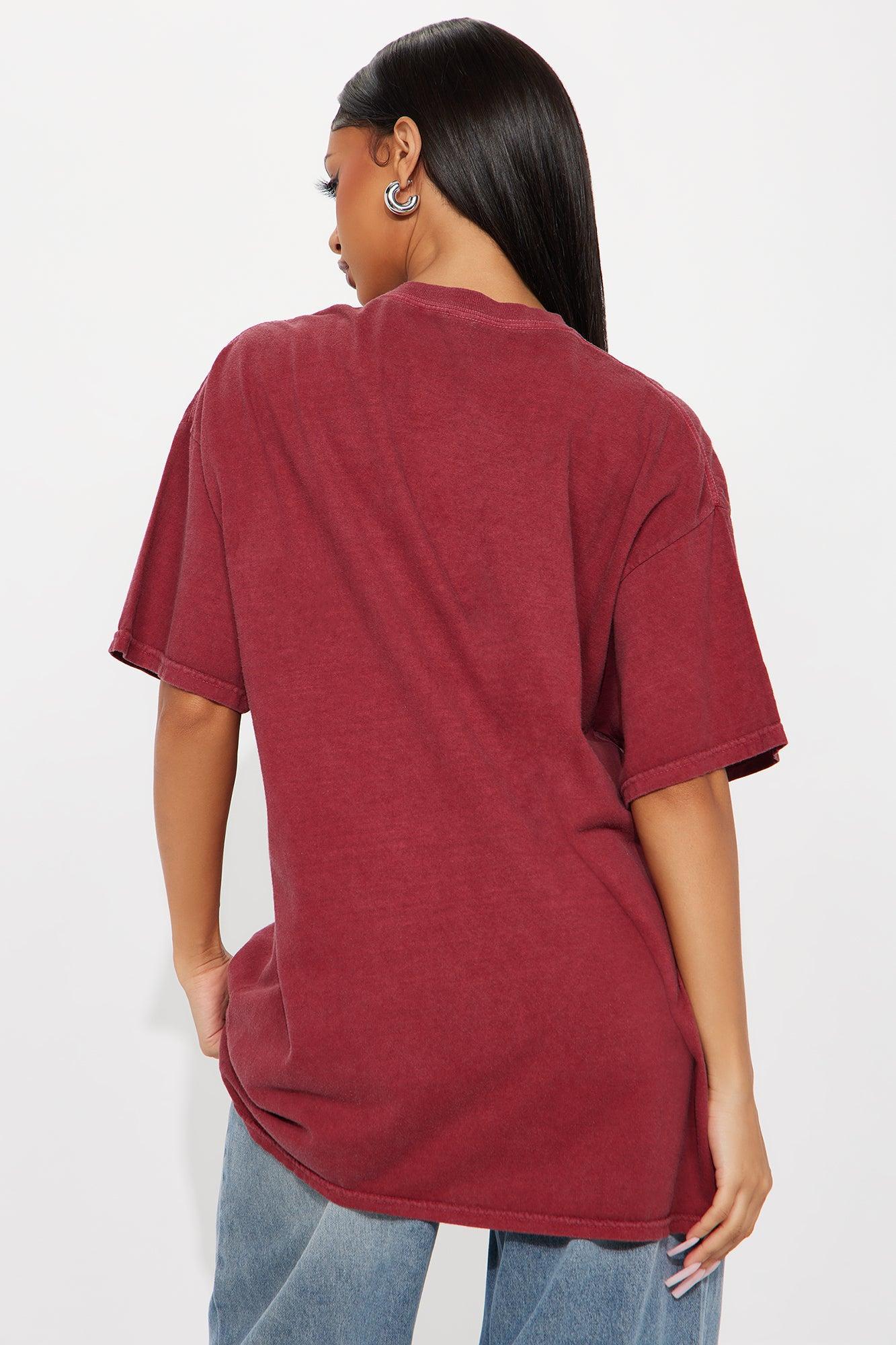 Nirvana Exploded Washed Tee - Burgundy Female Product Image