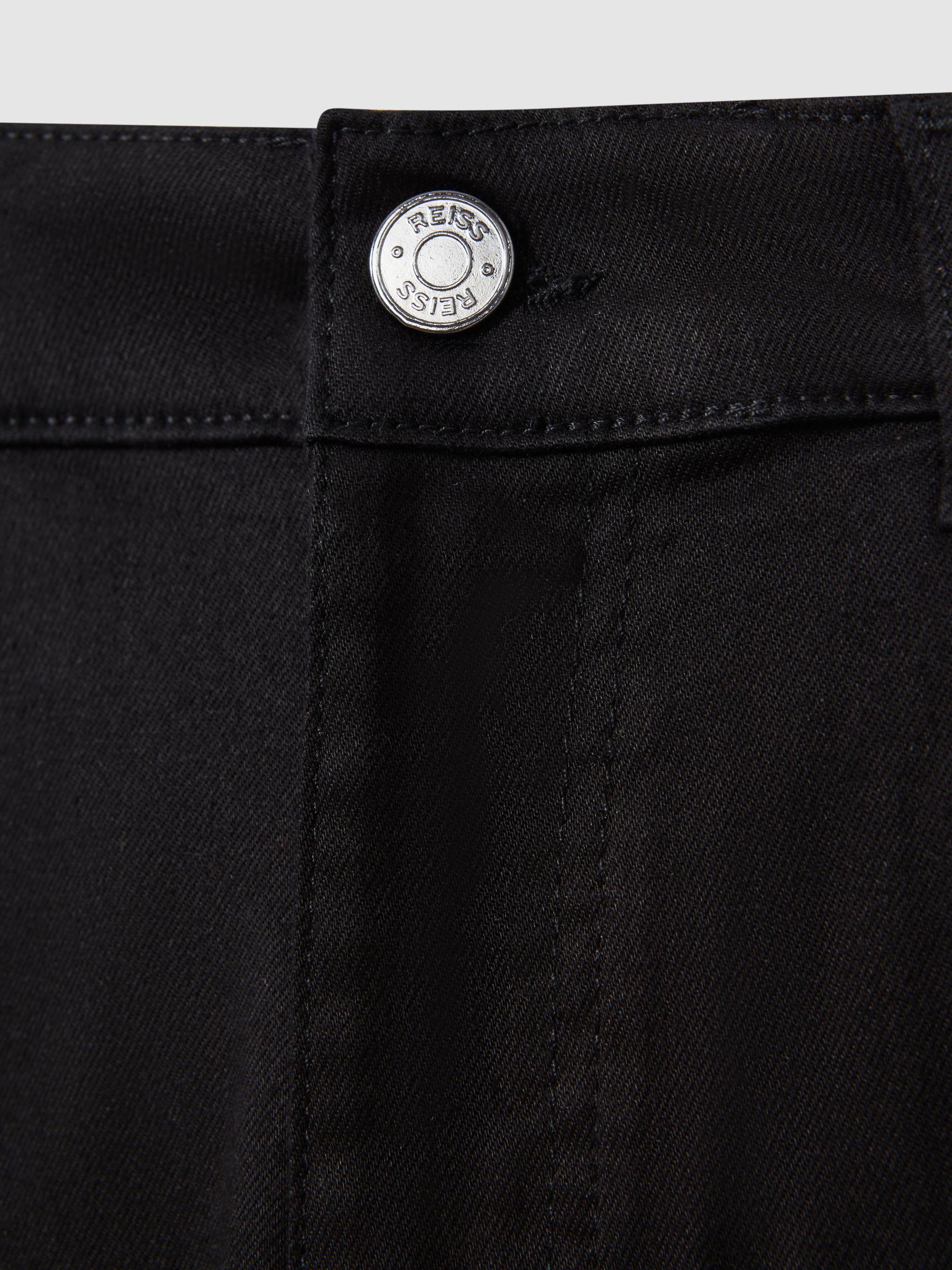 Tapered Slim Fit Jersey Jeans in Black Product Image