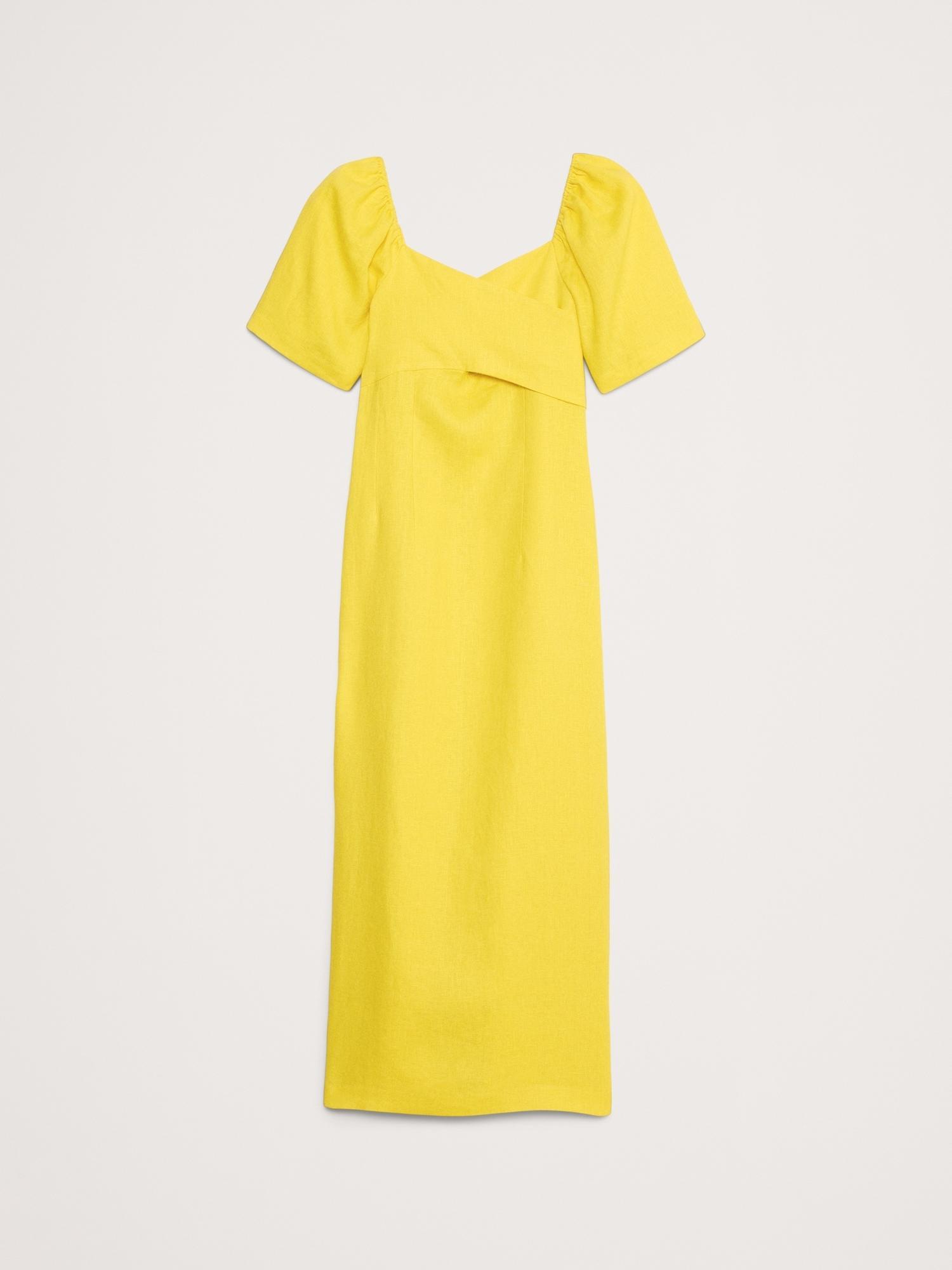 Linen Sweetheart Long Midi Dress Product Image