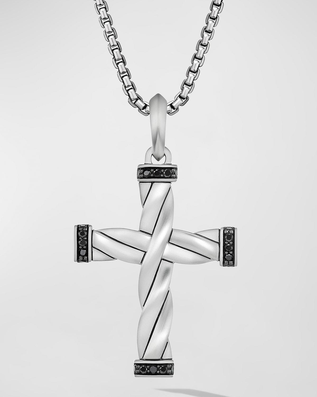 Mens DY Helios Cross Pendant in Sterling Silver Product Image
