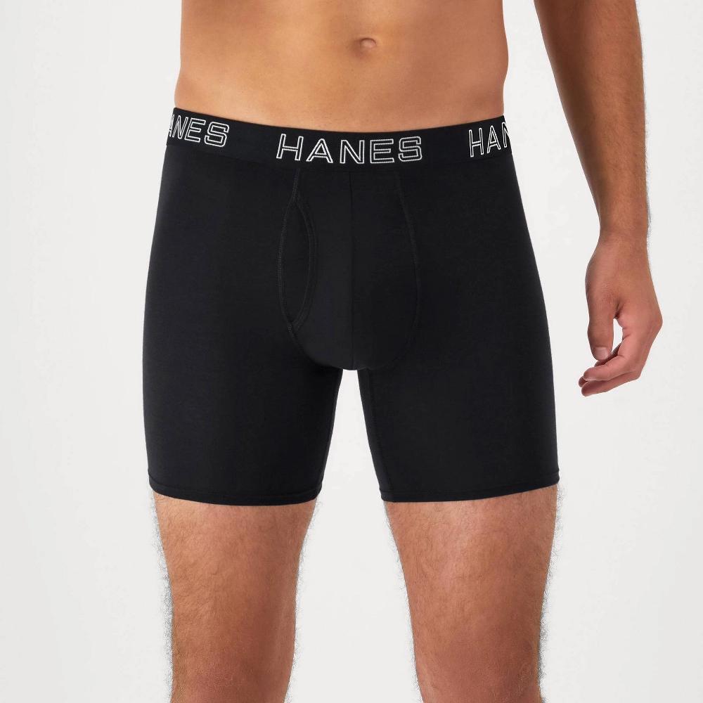 Hanes Premium Mens 3pk Boxer Briefs Total Support Pouch Black XL: Tagless, Moisture Wicking, 4-Way Stretch Product Image