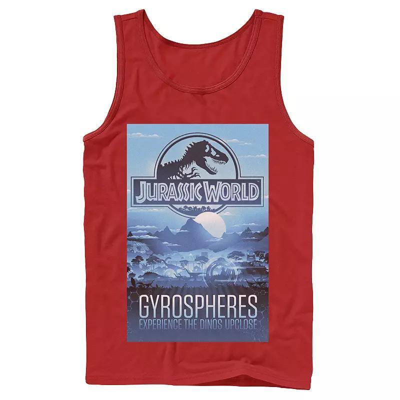 Men's Jurassic World Gyrospheres Tour Park Poster Graphic Tank Top, Size: XL, Black Product Image