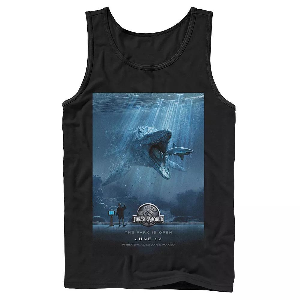 Men's Jurassic World Mosasaurus Movie Poster Tank Top, Size: Large, Black Product Image