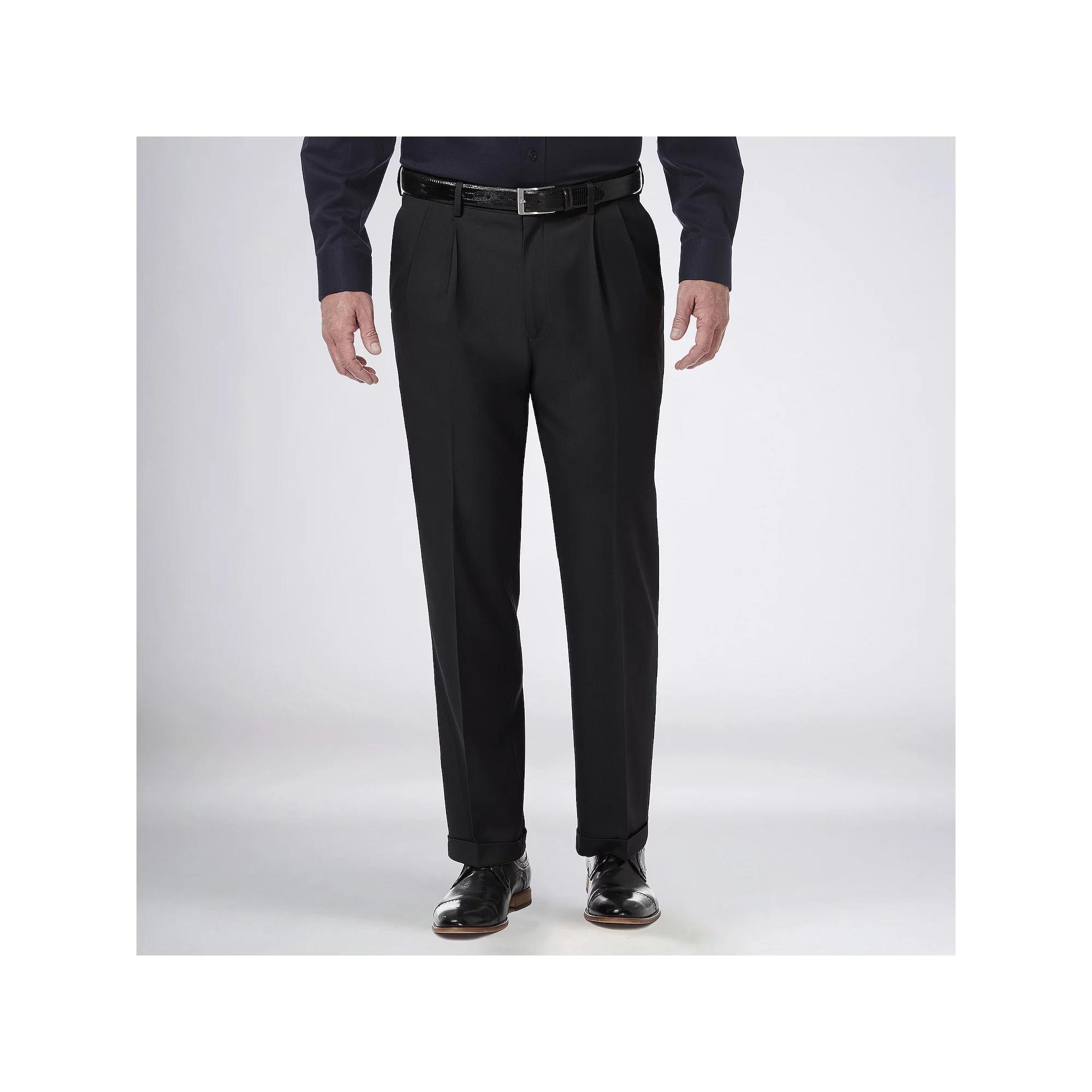 Mens Haggar Premium Comfort Expandable-Waist Classic-Fit Stretch Pleated Dress Pants, Mens Product Image