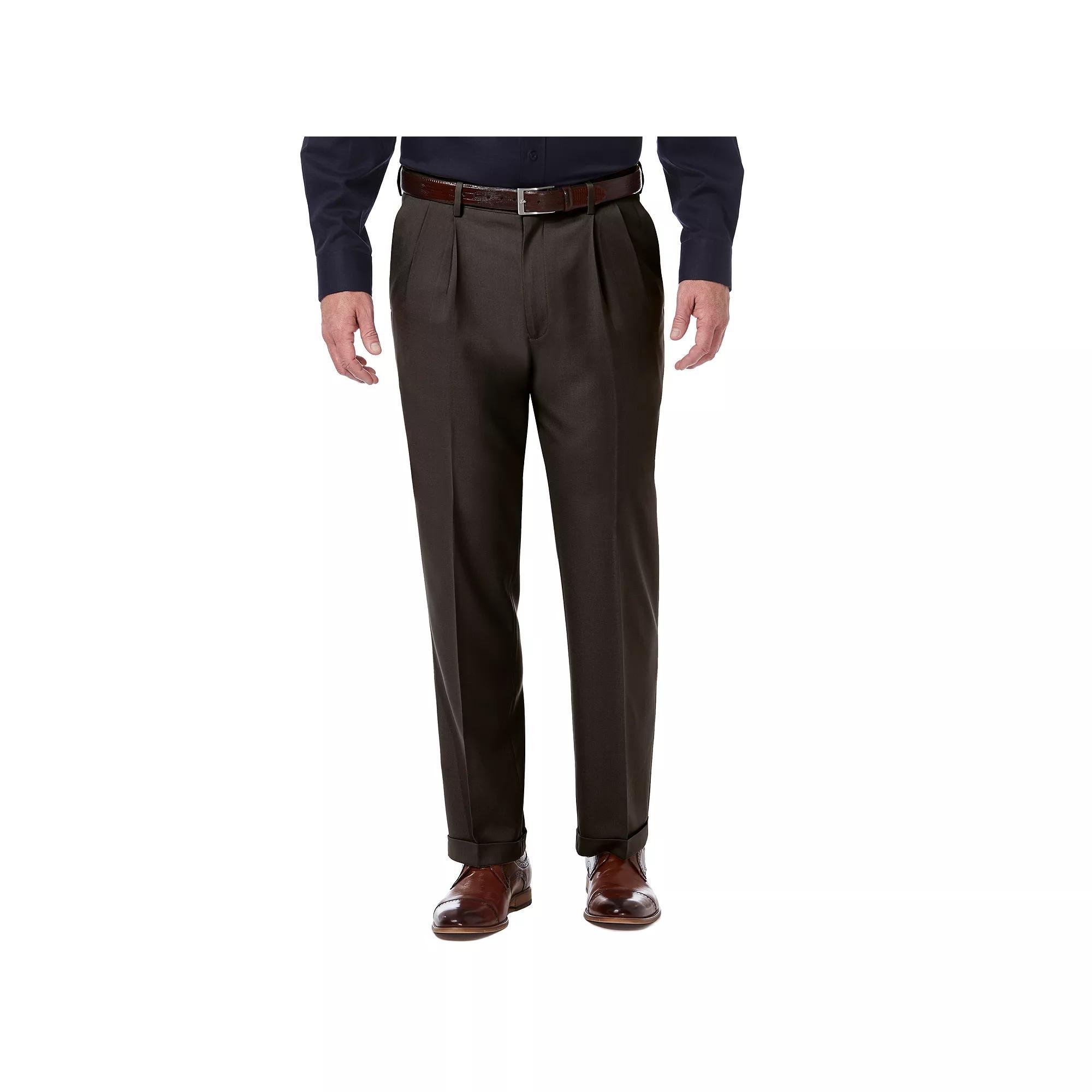 Mens Haggar Premium Comfort Expandable-Waist Classic-Fit Stretch Pleated Dress Pants, Mens Product Image