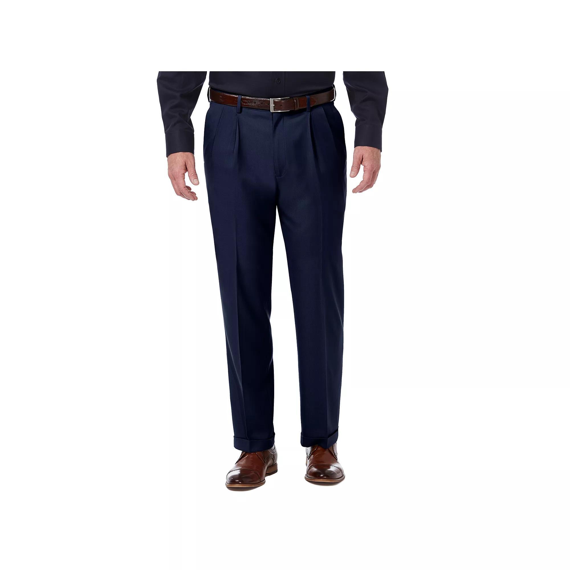 Mens Haggar Premium Comfort Expandable-Waist Classic-Fit Stretch Pleated Dress Pants, Mens Grey Product Image
