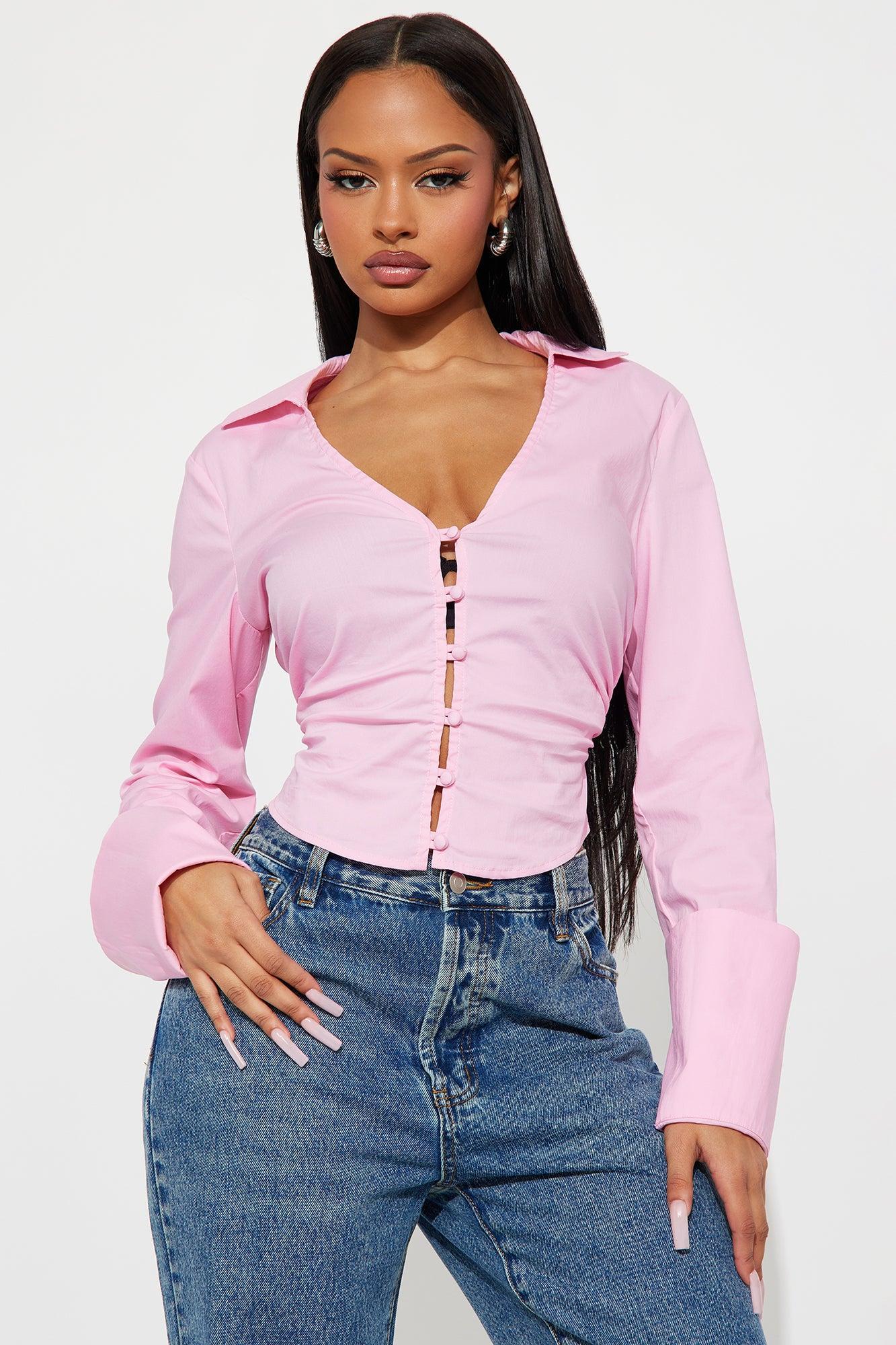 Wait On It Poplin Shirt - Pink Product Image