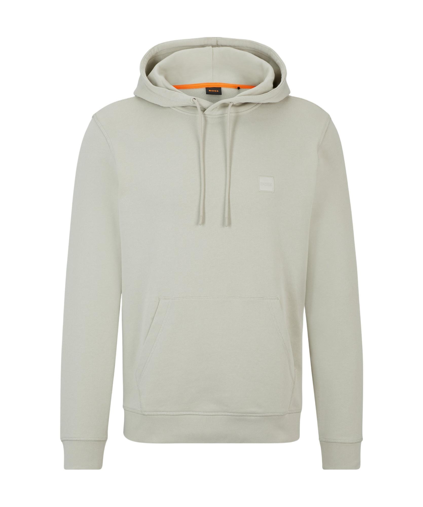 HUGO BOSS Logo-appliqué Cotton Hoodie In Gray Product Image