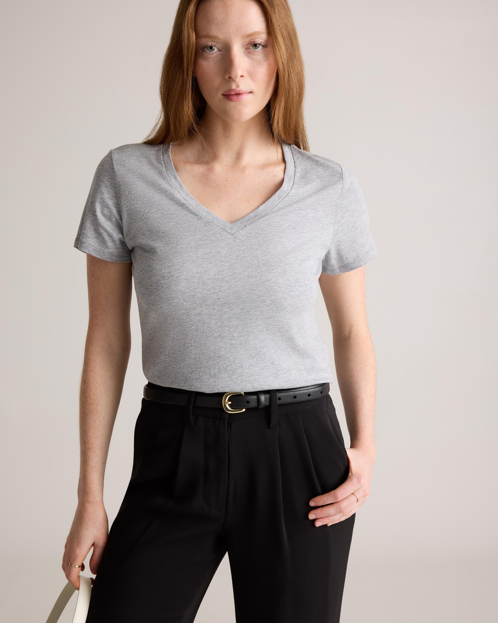 Quince | Women's Cotton Modal V Neck T-Shirt Size XL, Cotton/Modal Product Image