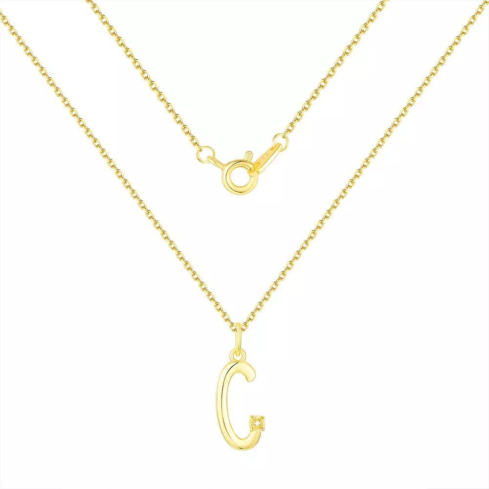 Forever Radiant Diamond Accent Initial Pendant Necklace, Women's, Size: 18", Gold Tone C Product Image
