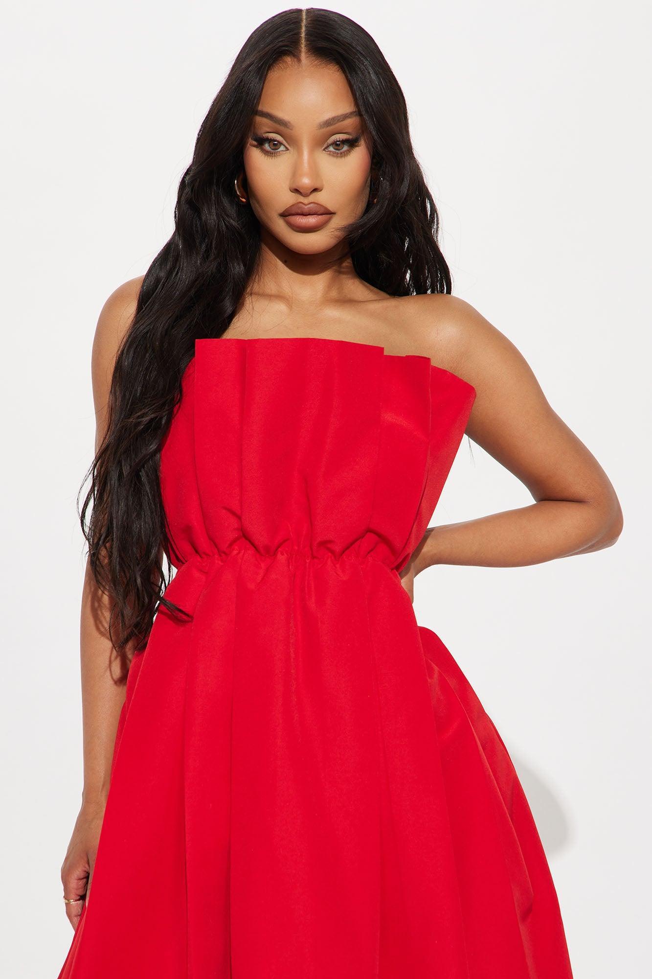 Stella Poplin Midi Dress - Red Product Image