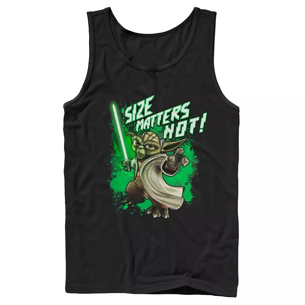 Men's Star Wars: The Clone Wars Yoda Size Matters Not Tank Top, Size: XL, Black Product Image