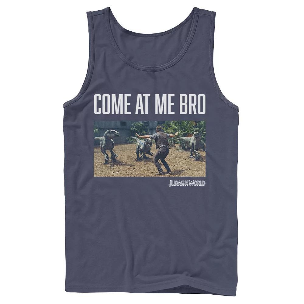 Men's Jurassic World Come At Me Bro Movie Still Graphic Tank Top, Size: Small, Blue Product Image