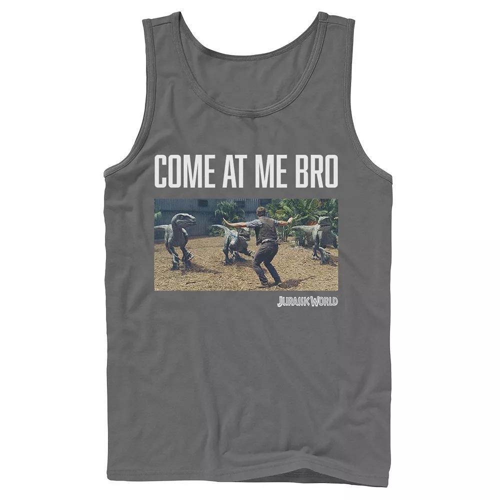 Men's Jurassic World Come At Me Bro Movie Still Graphic Tank Top, Size: Small, Grey Product Image