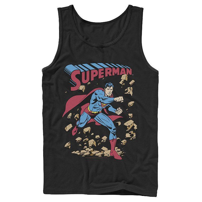 Men's DC Comics Superman Smash Rocks Vintage Poster Tank Top, Size: Large, Athletic Grey Product Image