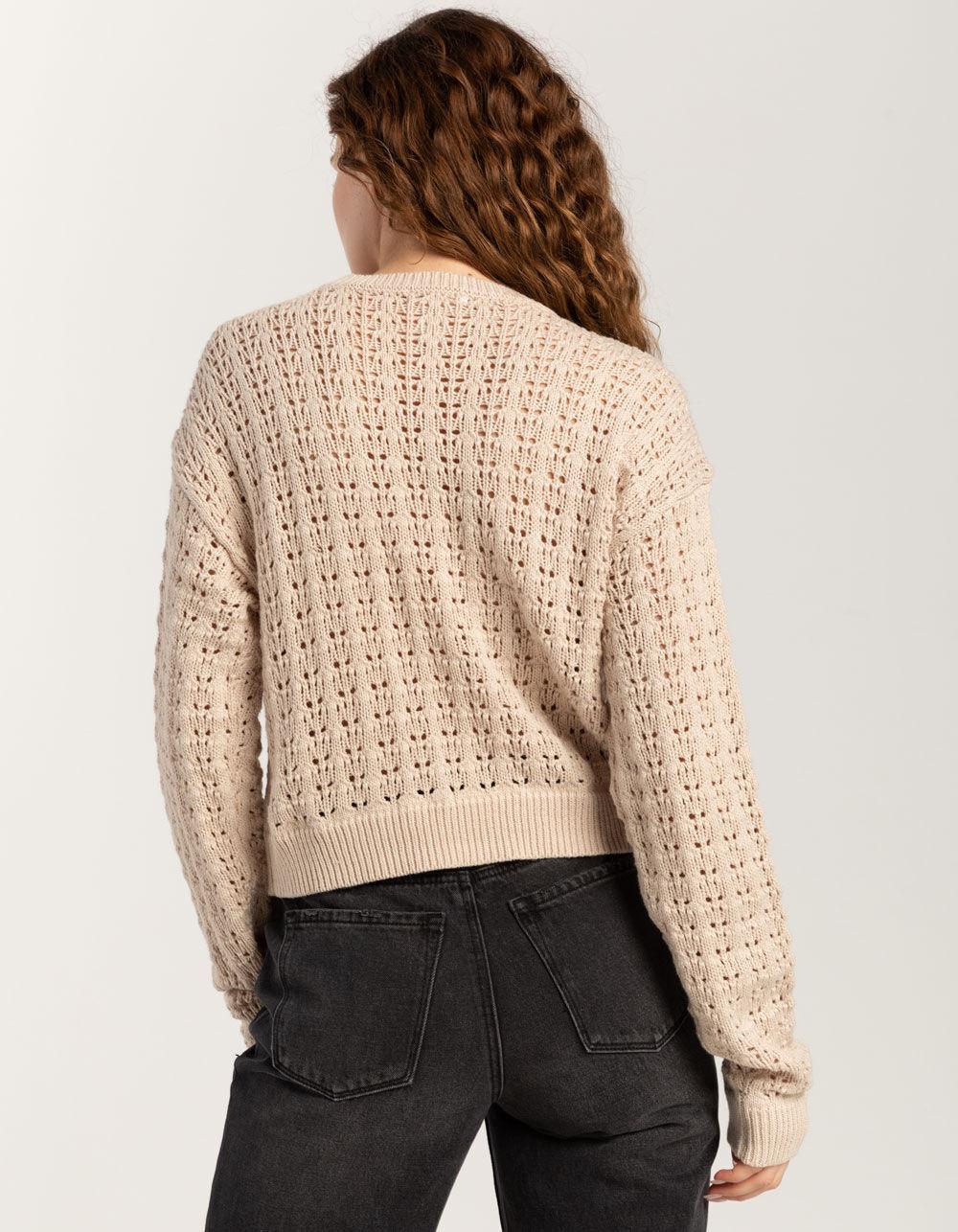 FULL TILT Open Weave Womens Sweater - CREAM Product Image