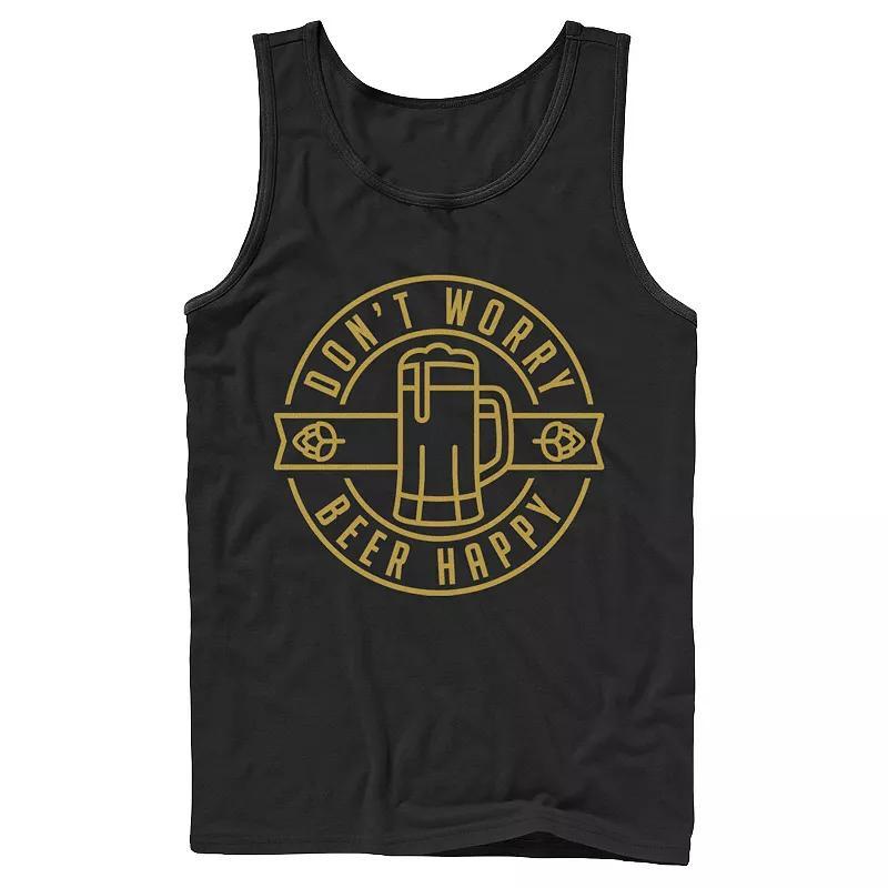 Men's Don't Worry Beer Happy Circle Tank Top, Size: XL, Black Product Image