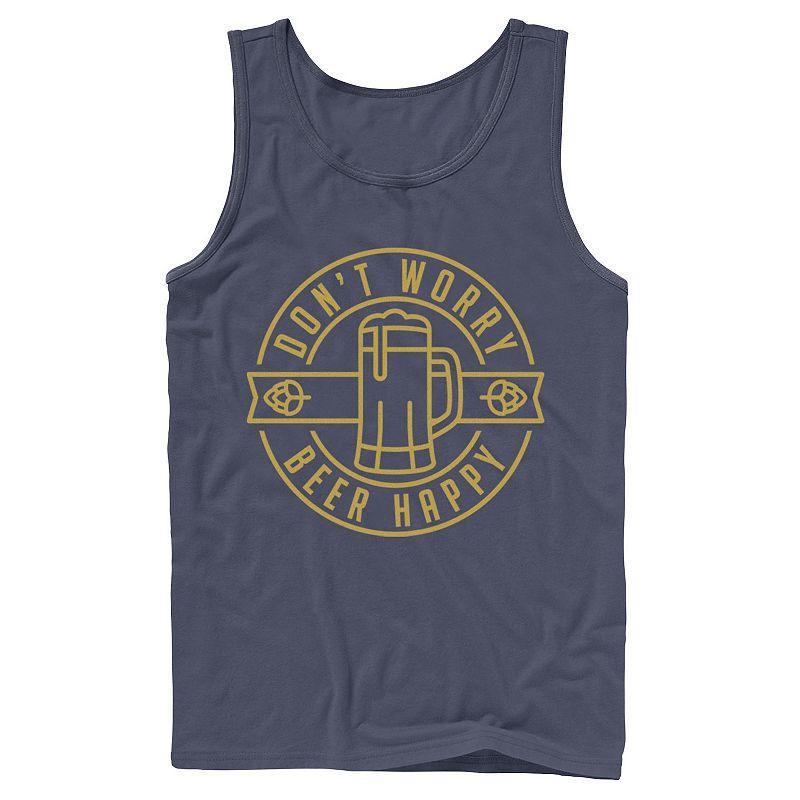 Men's Don't Worry Beer Happy Circle Tank Top, Size: XL, Black Product Image
