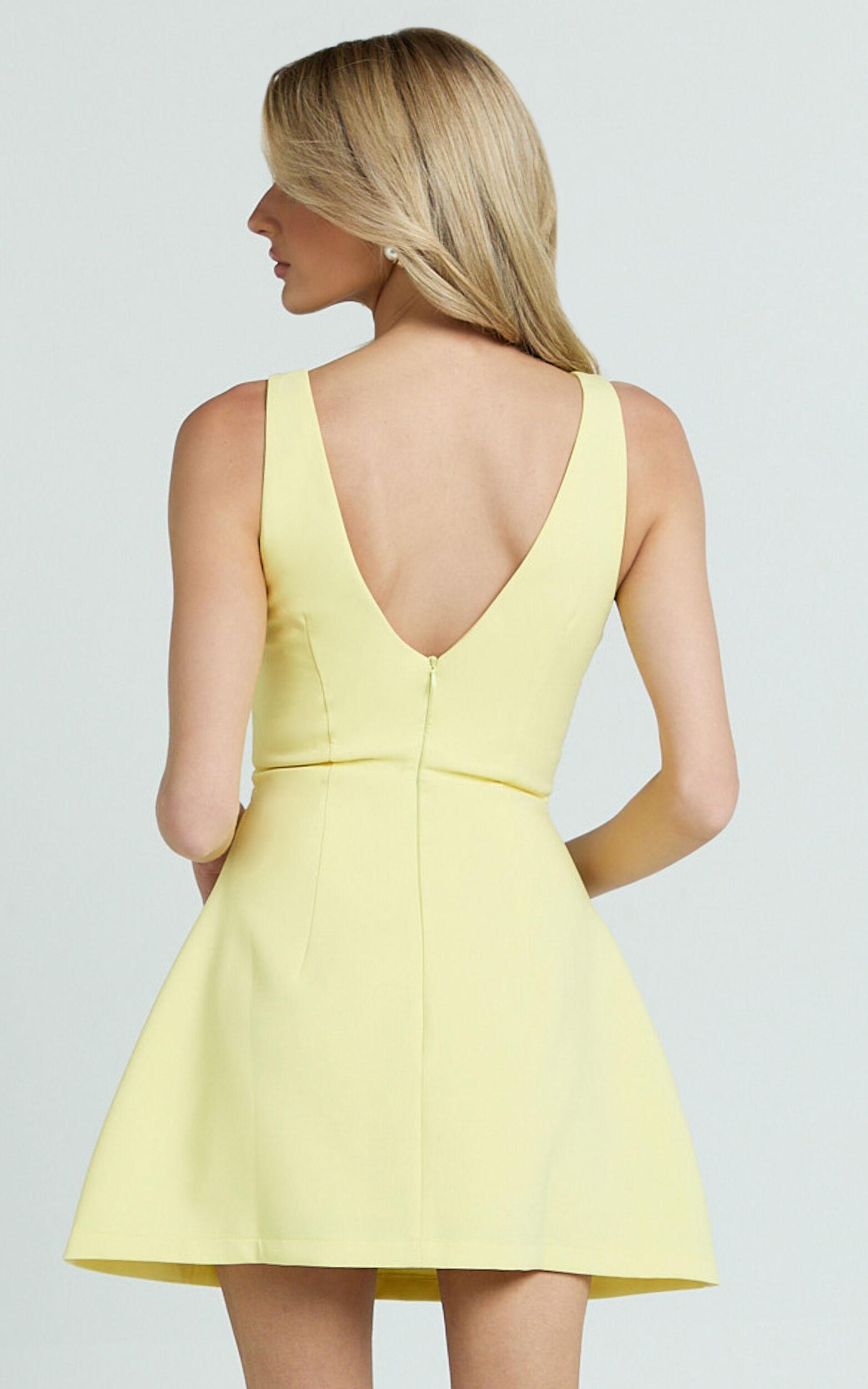 Freddie Mini Dress - Boat Neck Fit and Flare Dress in Lemon Product Image