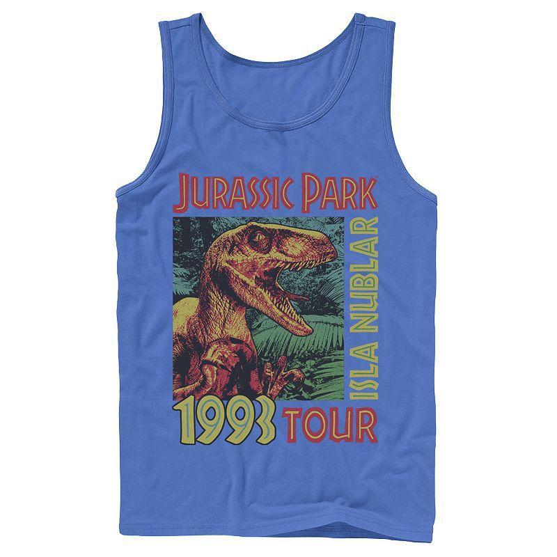 Men's Jurassic Park Isla Nublar 1993 Tour Poster Tank Top, Size: Small, Grey Product Image