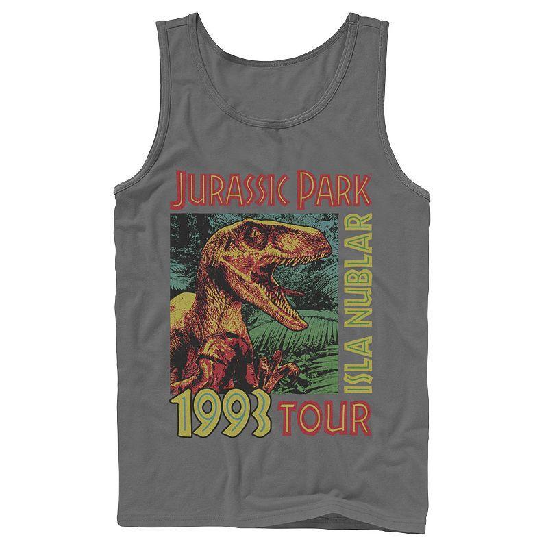Men's Jurassic Park Isla Nublar 1993 Tour Poster Tank Top, Size: Small, Grey Product Image