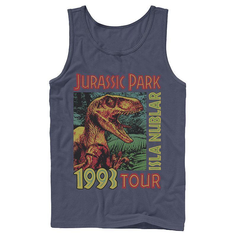 Men's Jurassic Park Isla Nublar 1993 Tour Poster Tank Top, Size: Small, Grey Product Image