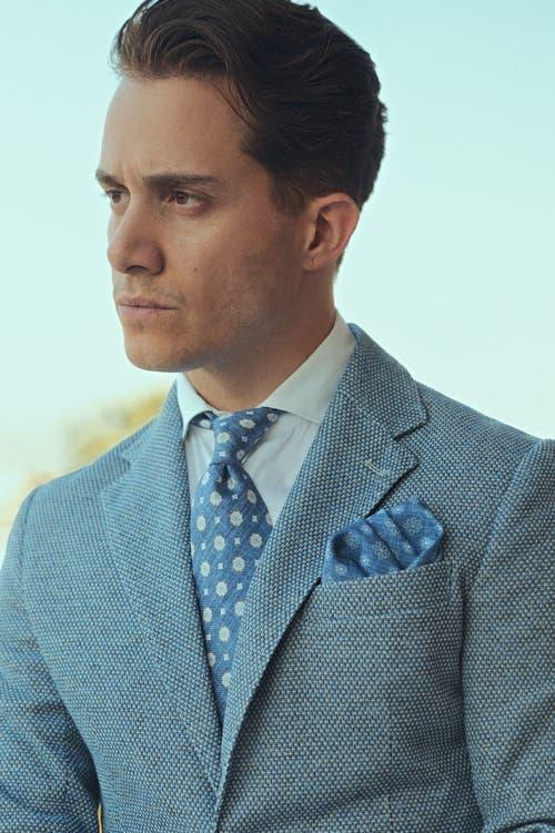 Elizabetta Pascal - Double Sided Silk Pocket Square for Men in Sage Green at Nordstrom Product Image