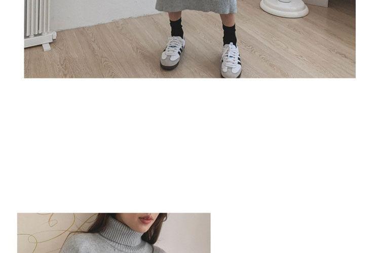 Long Sleeve Turtleneck Plain Midi Sweater Dress Product Image