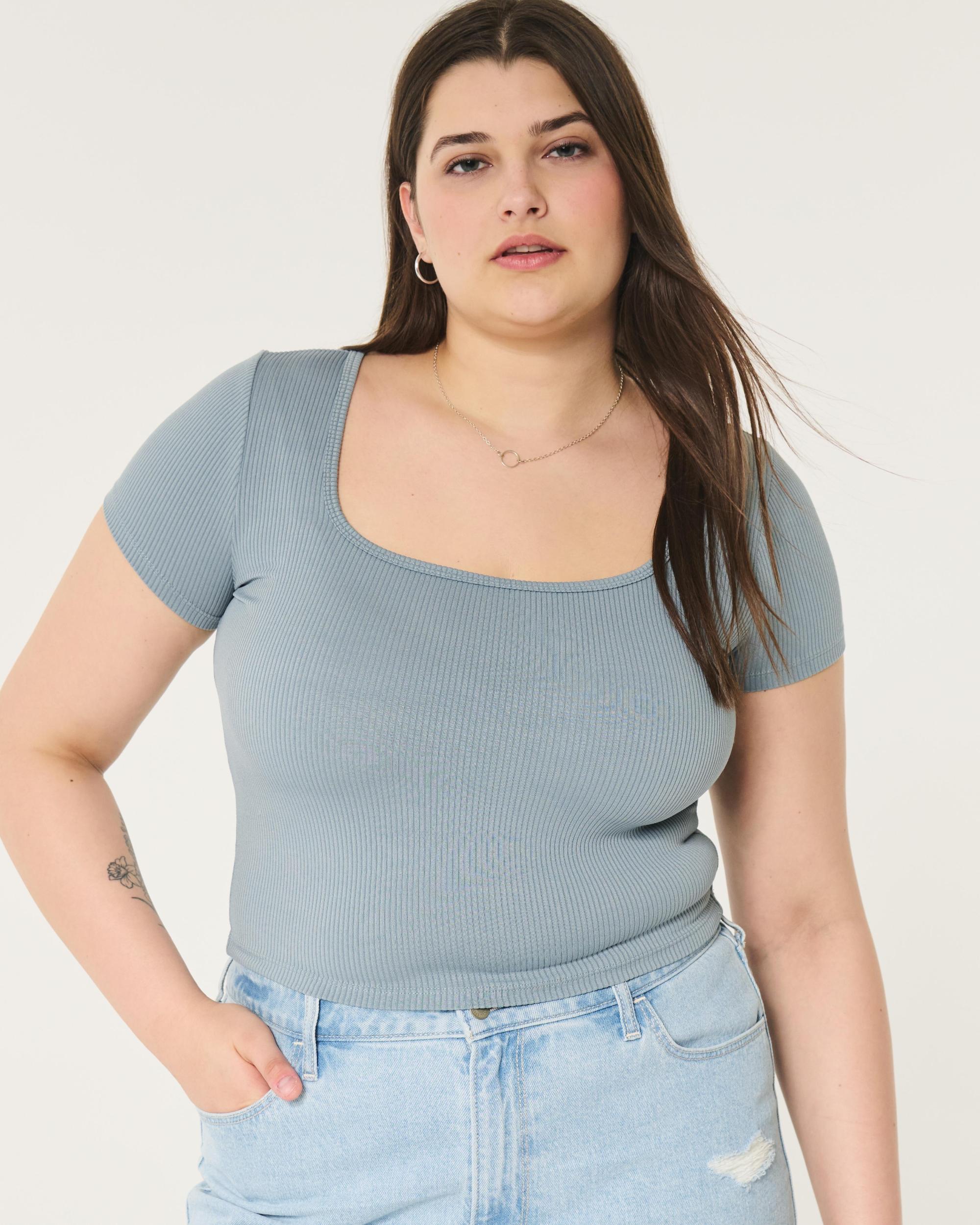 Ribbed Seamless Fabric Square-Neck Top Product Image