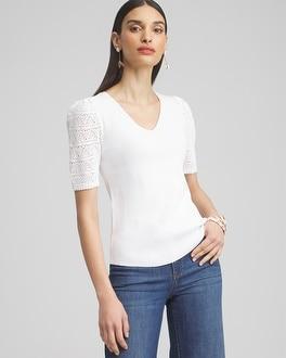 Pointelle Sleeve Pullover Product Image