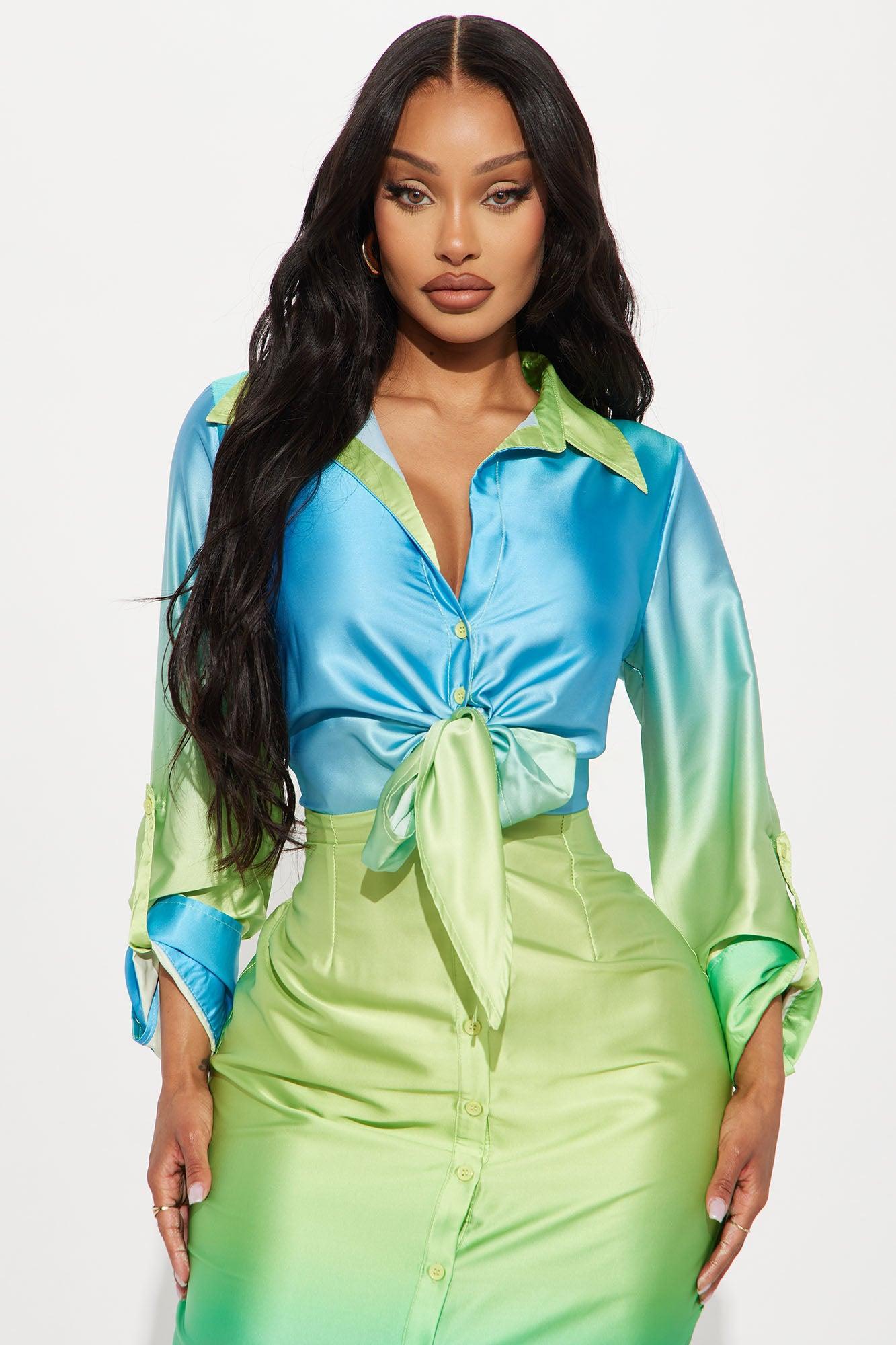 Outshine The Rest Ombre Midi Dress - Blue/combo Product Image