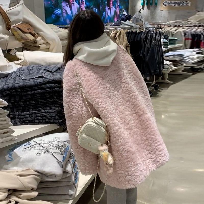 Plain Fleece Single Breasted Coat Product Image