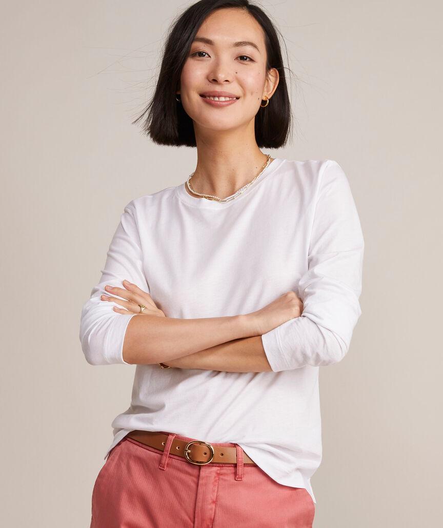 Pima Cotton Long-Sleeve Crewneck Tee Product Image