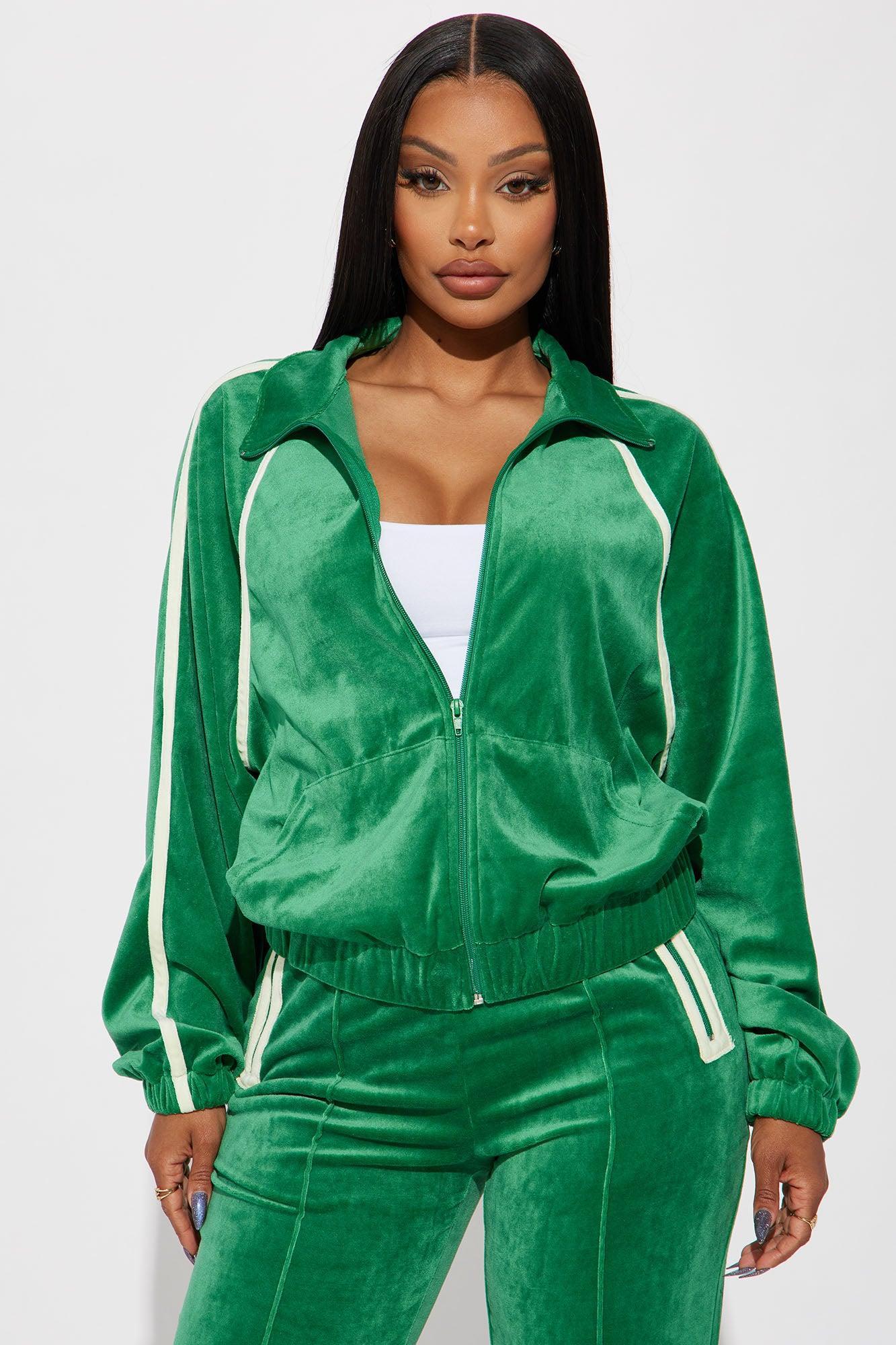 Old School Velour Jogger Set - Green Product Image