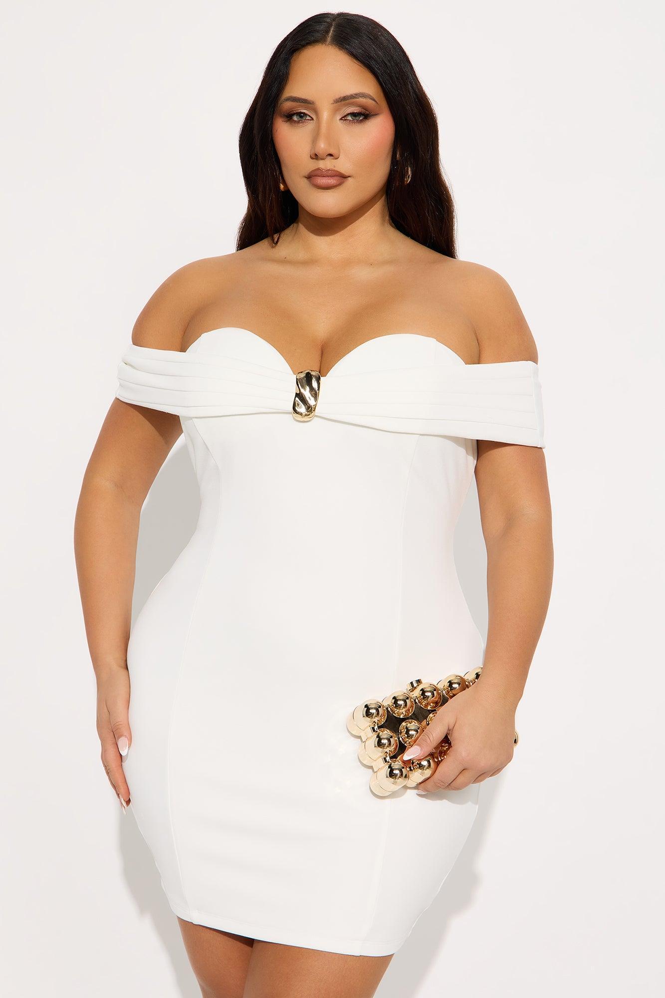 Ashley Off Shoulder Mini Dress - White Product Image