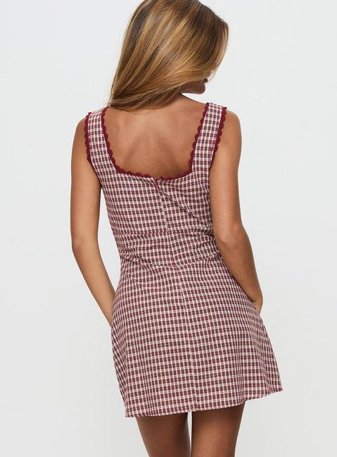 Dasha Mini Dress Red Check Product Image