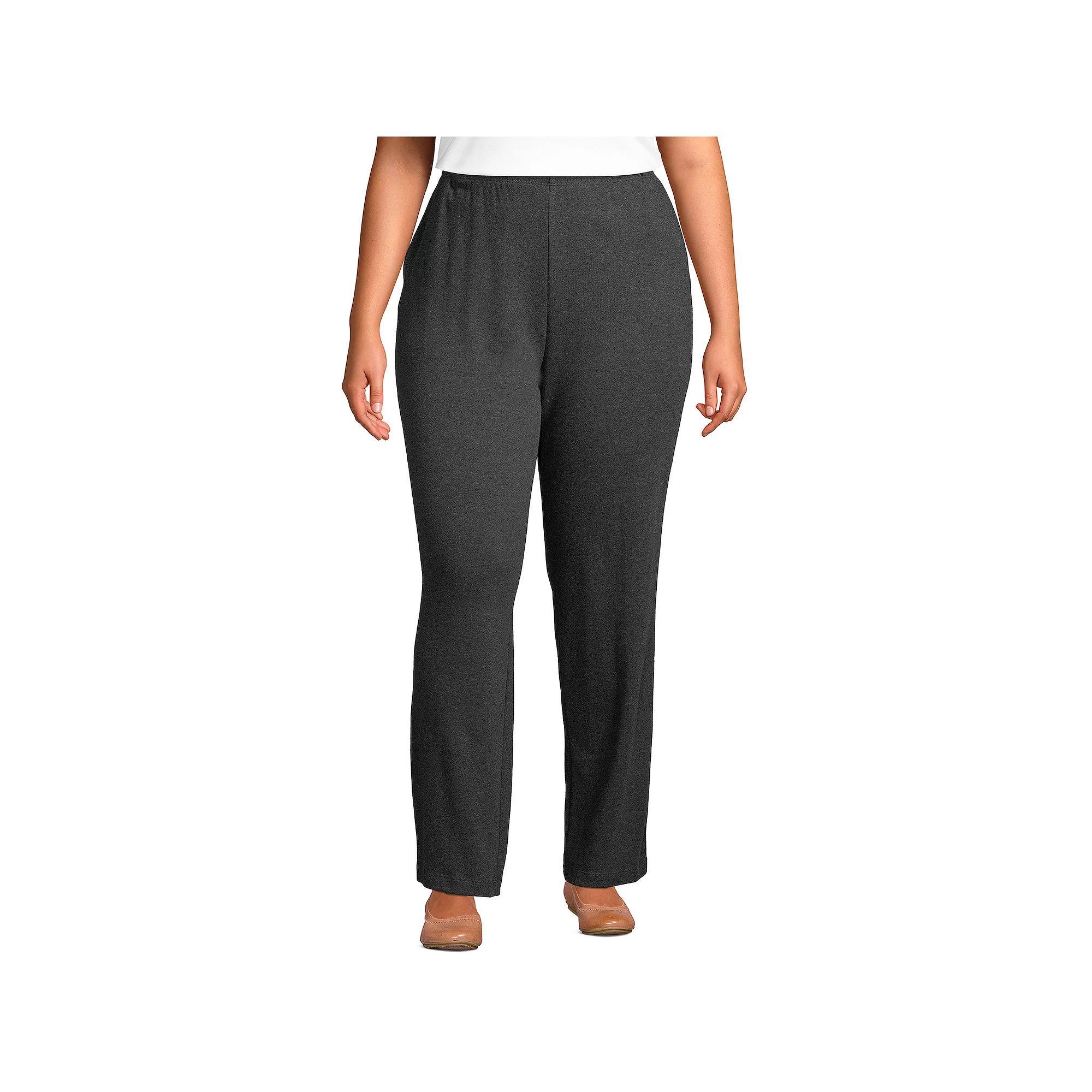 Plus Size Lands' End Sport Knit High-Waist Pull-On Pants, Women's, Size: 3XL, Dark Grey Product Image