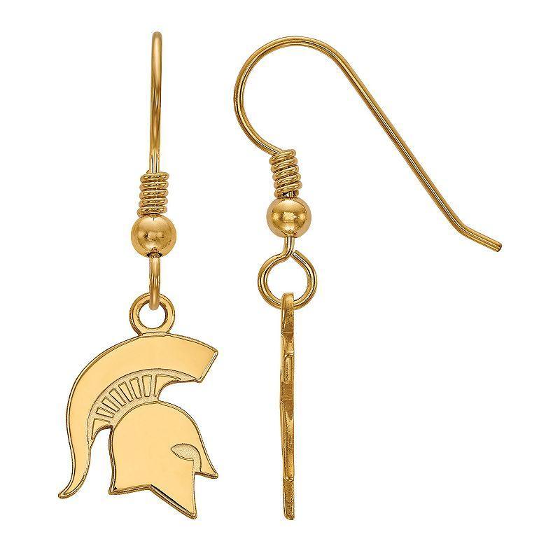 LogoArt 14K Gold Over Silver Michigan State Spartans Small Dangle Earrings, Women's, Size: 32 mm, 14k Gold Plated Product Image