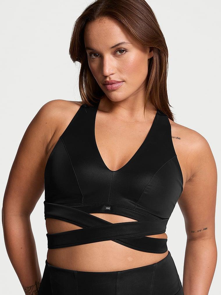 VSX SuedeEffect Plunge Wrap Sports Bra Product Image
