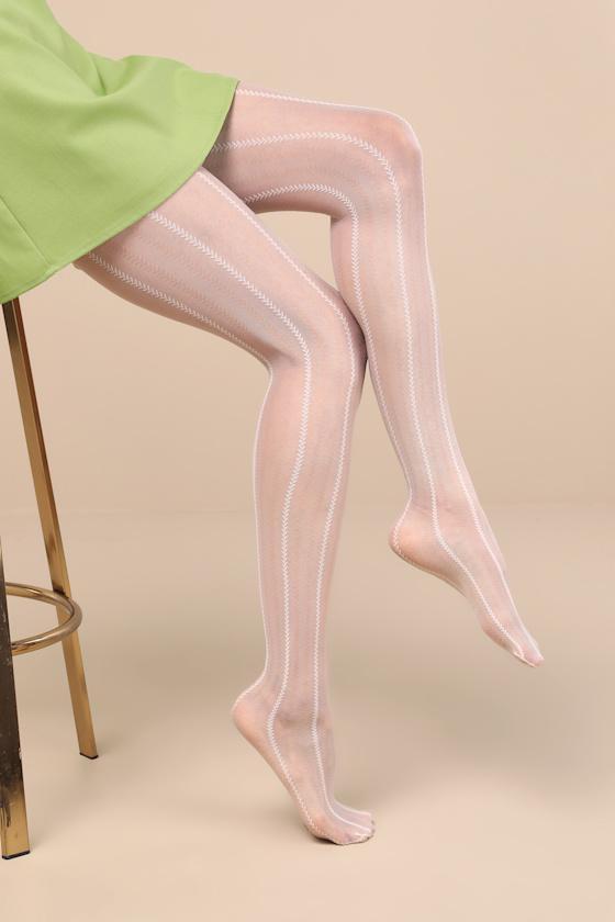 360 Contour™ White Striped Sheer Tights Product Image