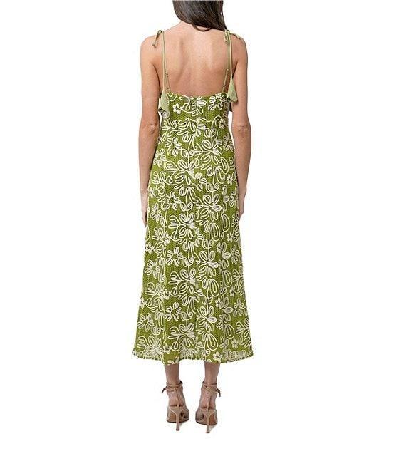 Adelyn Rae Trina Soutache Floral V Neck Sleeveless Slip Midi Dress Product Image