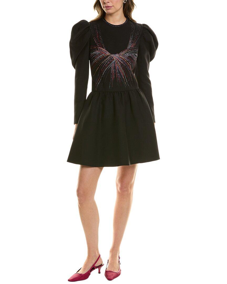 VALENTINO Wool & Silk-blend A-line Dress In Black Product Image