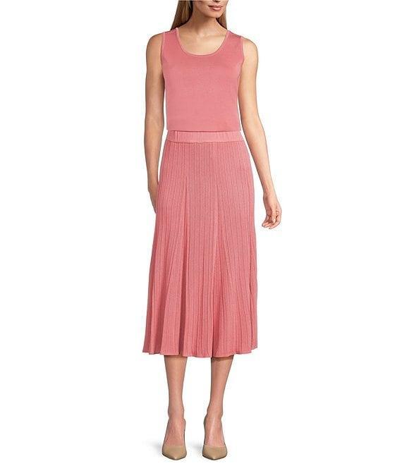 MISOOK Ribbed Knit Flared Pull-On Midi Skirt Product Image