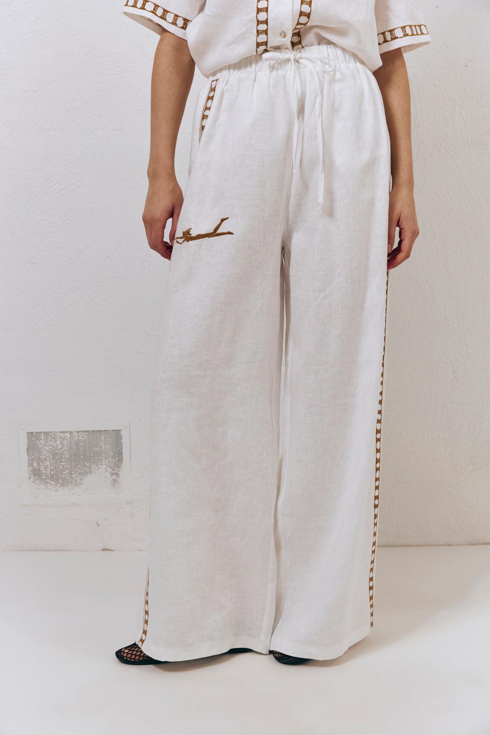 Maya Linen Pants Skyros Product Image