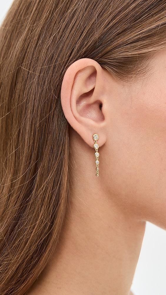 By Adina Eden Cubic Zirconia Bezel Graduated Drop Stud Earrings | Shopbop Product Image
