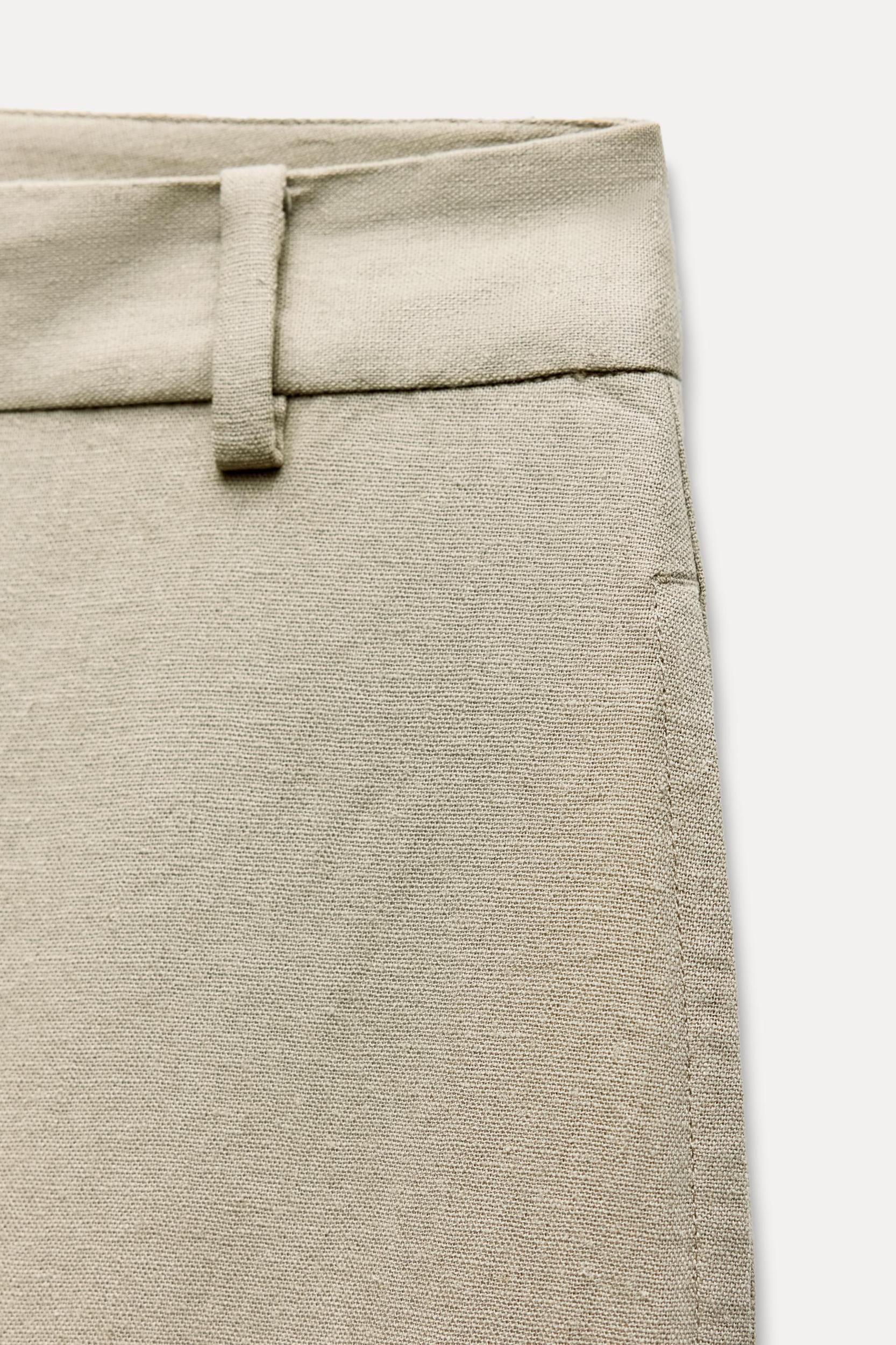 LINEN BLEND WIDE LEG PANTS Product Image