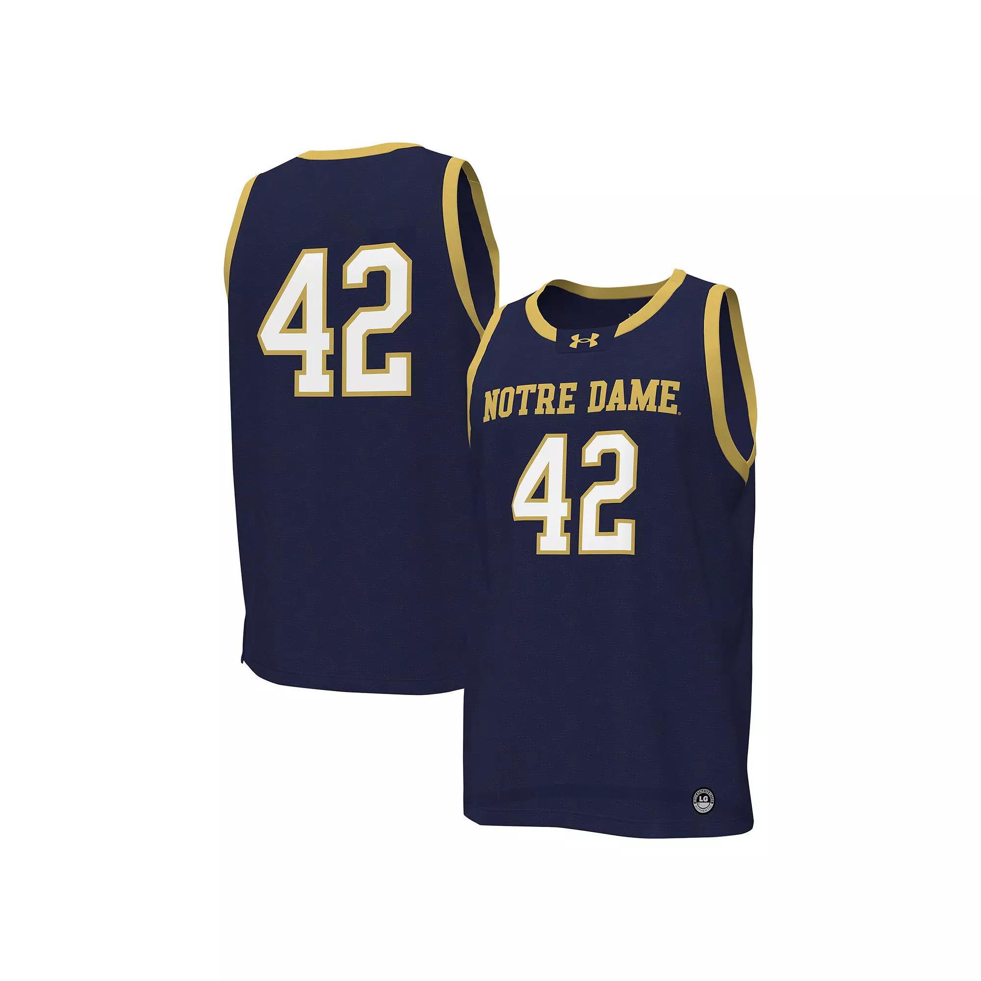Men's Under Armour #42 Navy Notre Dame Fighting Irish Replica Basketball Jersey, Size: XL, Blue Product Image