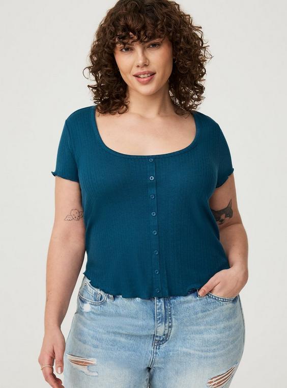Button-Up Crop Tee Product Image