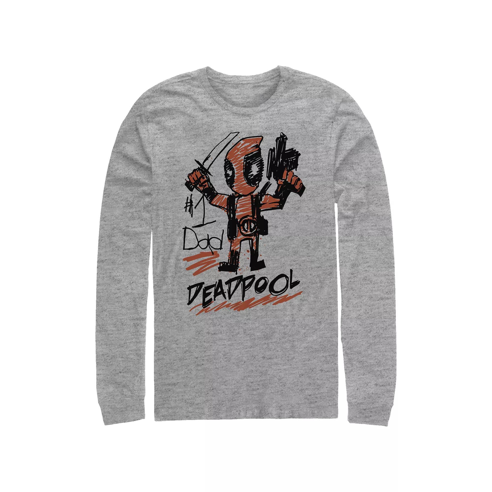 Big & Tall Marvel Deadpool #1 Dad Long Sleeve Graphic Tee, Men's, Size: Large Tall, Athletic Grey Product Image