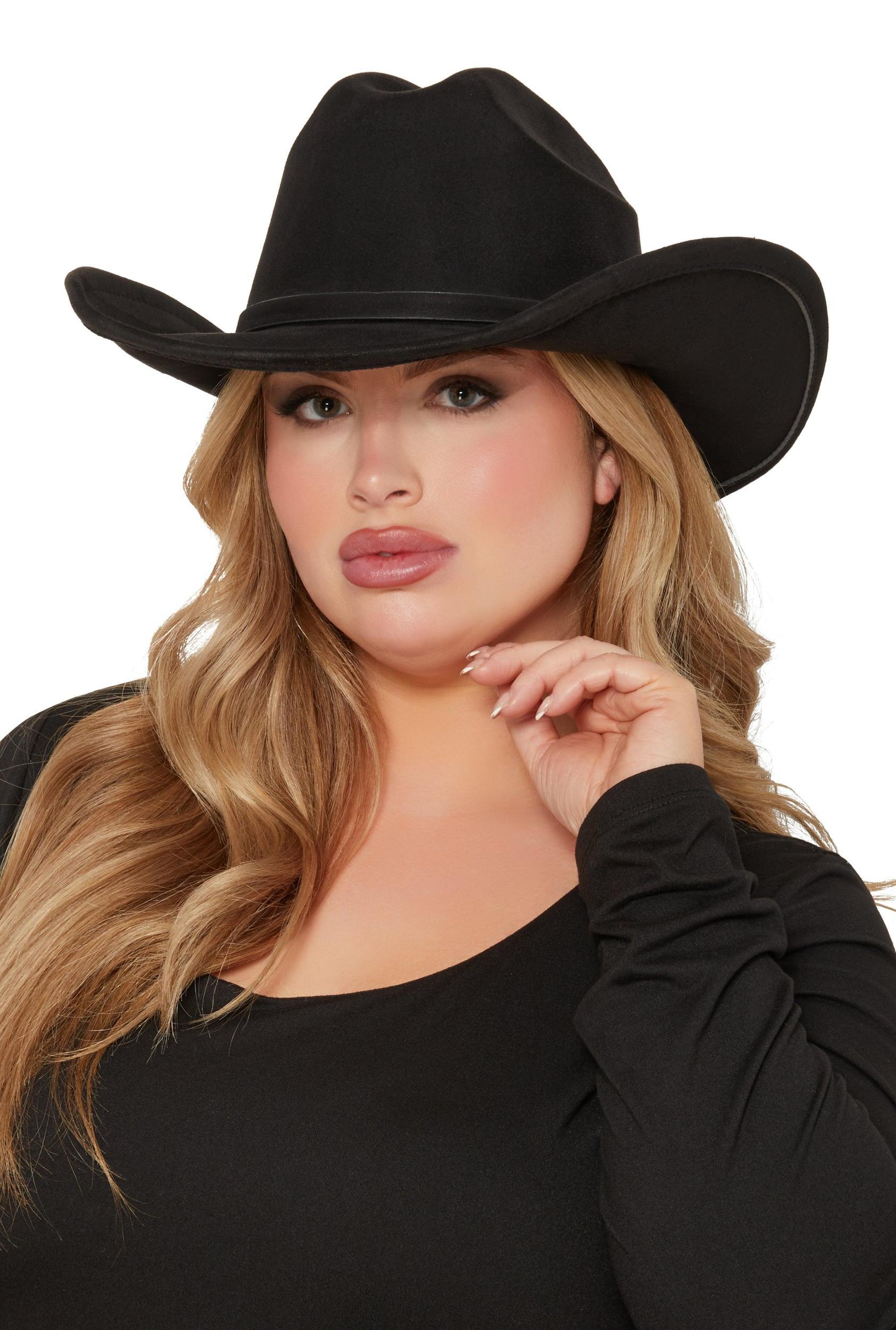 Womens Rhinestone Buckle Faux Suede Cowboy Hat Product Image